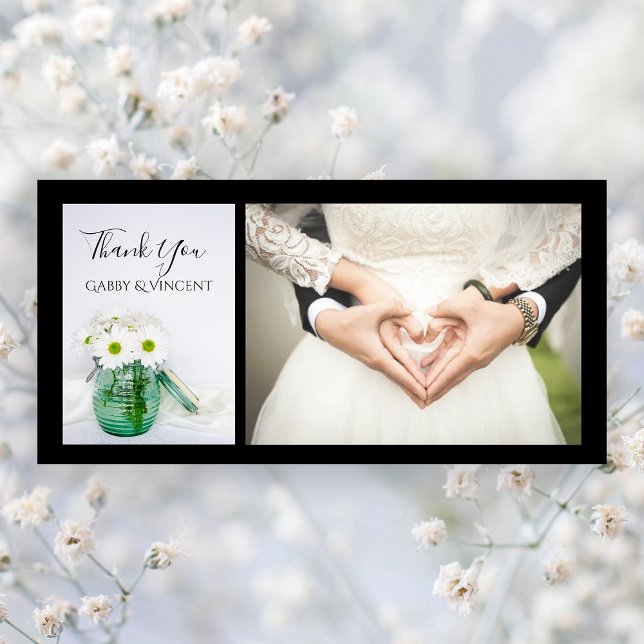 White Daisies mit Blue Jar Vase Wedding Vielen Dan Dankeskarte (Von Creator hochgeladen)