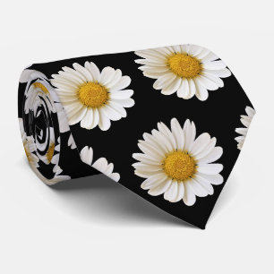 White Daisies Muster auf Black Neck Tie Krawatte