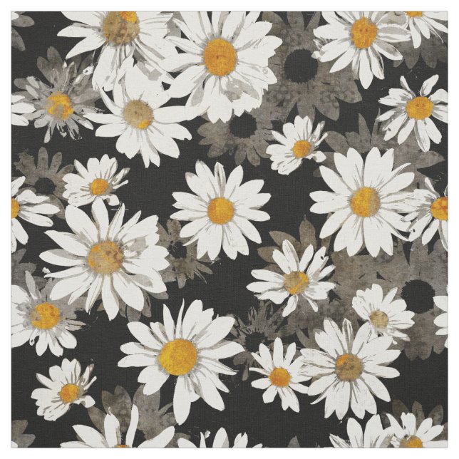 White Daisies on Black Stoff (Muster)