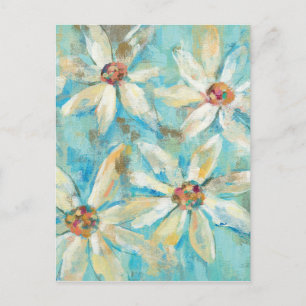 White Daisies on Blue Postkarte