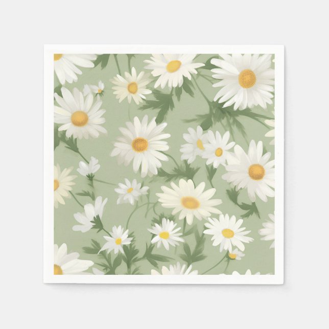 White Daisies on Green Serviette (Vorderseite)