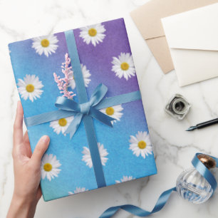 White Daisies on Rainbow Gradient Geschenkpapier