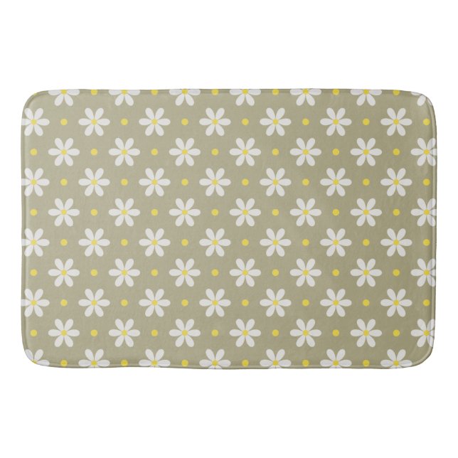 White Daisies Pattern Custom Background Badematte (Vorderseite)