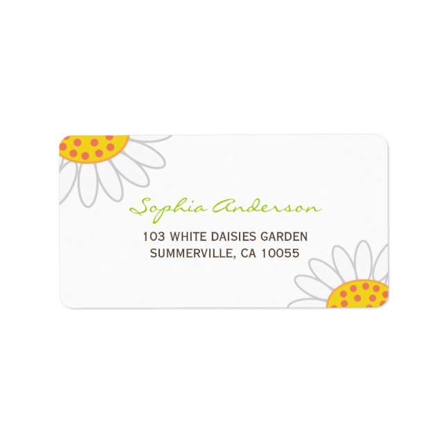 White Daisies Spring Flowers Garden Address Labels Adressaufkleber (Vorne)