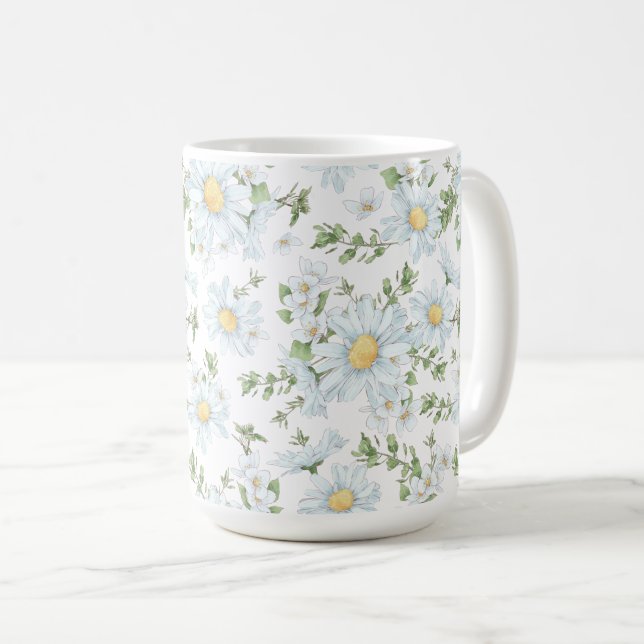 White Daisies Tasse Large 15 oz. (VorderseiteRechts)