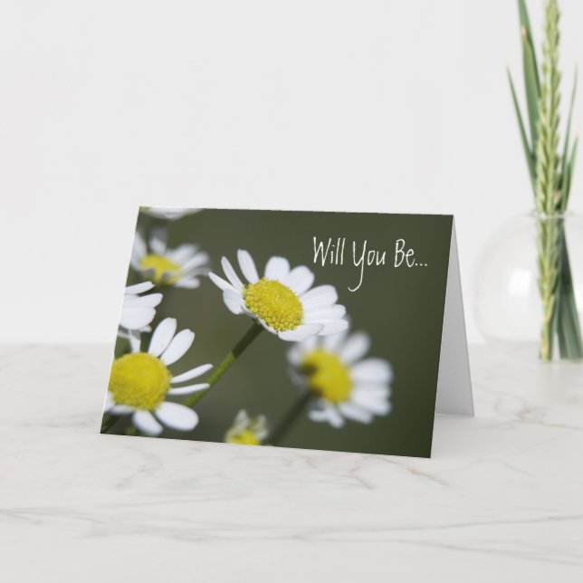 White Daisies wirst du meine Bridesmaid sein Einladung (Vorderseite)