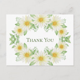 White Daisies Wreath Watercolor Budget Vielen Dank Postkarte