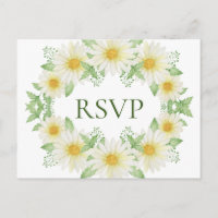 White Daisies Wreath Watercolor Gelbe UAWG