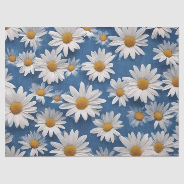 White Daisis auf blauem Hintergrund Seidenpapier (Vorderseite)