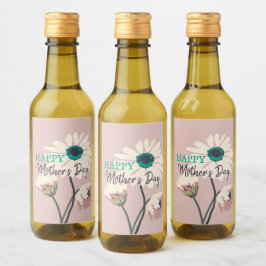 White Daisis Modern Floral Blooms Mütter Day Weinetikett