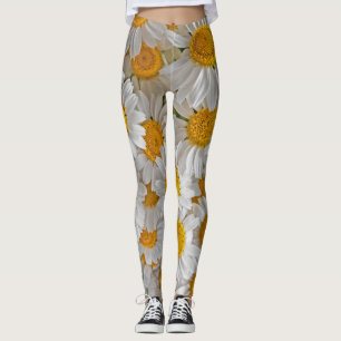 White Daisis: Schöner Blumenhintergrund Leggings