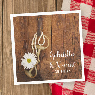 White Daisy and Horse Bit Country Western Hochzeit Serviette