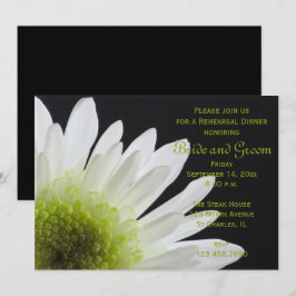 White Daisy auf Black Wedding Probe Dinner Einladung