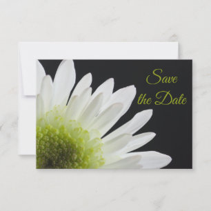 White Daisy auf Black Wedding Save the Date