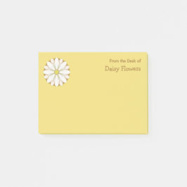 White Daisy auf Golden Yellow Personalisiert Name Post-it Klebezettel