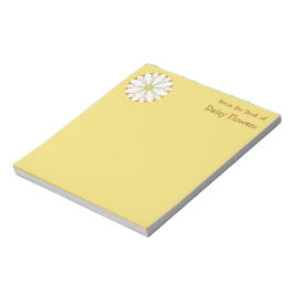 White Daisy auf Golden Yellow Personalisiert Notizblock
