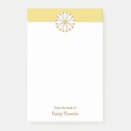 White Daisy auf Golden Yellow Personalisiert Post-it Klebezettel