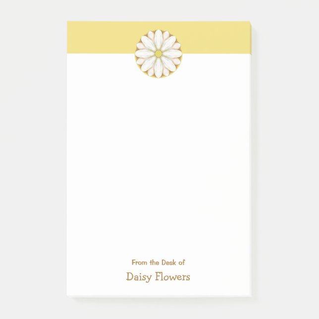 White Daisy auf Golden Yellow Personalisiert Post-it Klebezettel (Vorderseite)