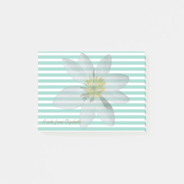 White Daisy auf Streifen Personalisiert Post-it Klebezettel (Vorderseite)