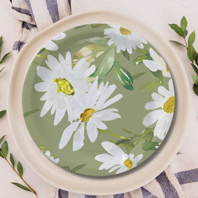 White Daisy | Babydusche Sommerblütenblüte Pappteller (Von Creator hochgeladen)