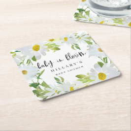 White Daisy | Babydusche Sommerblütenblüte Rechteckiger Pappuntersetzer
