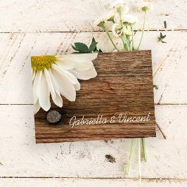 White Daisy Barn Wood Country Wedding Flat Note Mitteilungskarte
