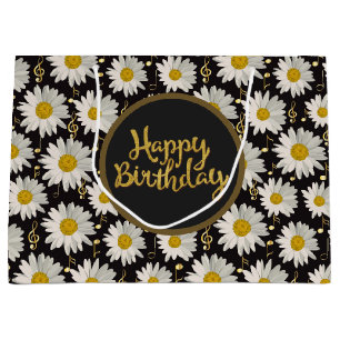 White Daisy Birthday Große Geschenktüte