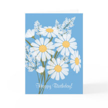 White Daisy Blume auf Blue Happy Birthday
