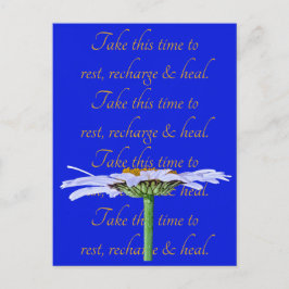 White Daisy Blume auf Blue Leinwand Time to Healin Postkarte