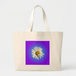 White Daisy Blume Bloral Lila Blue Gradient Jumbo Stoffbeutel