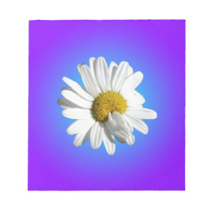 White Daisy Blume Bloral Lila Blue Gradient Notizblock
