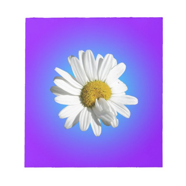 White Daisy Blume Bloral Lila Blue Gradient Notizblock (Vorderseite)