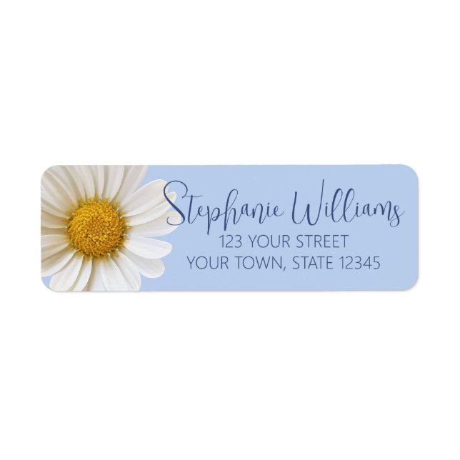 White Daisy Blume Blue Return Address Label (Vorne)