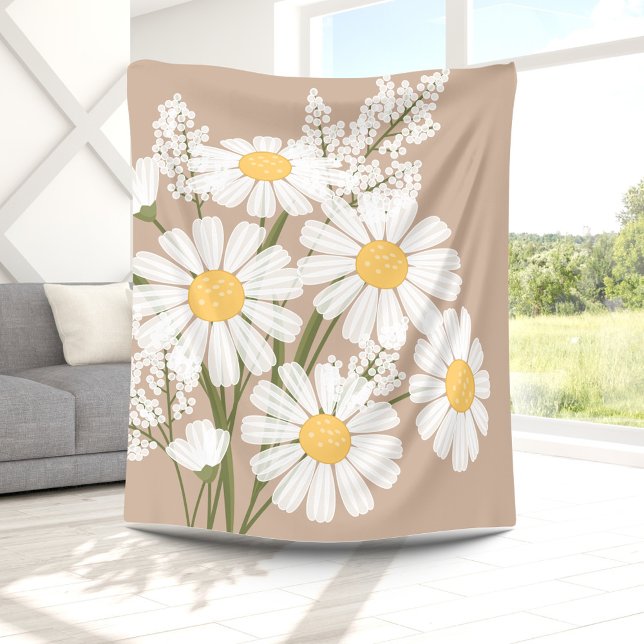 White Daisy Blume Bouquet auf Beige Fleecedecke (Von Creator hochgeladen)
