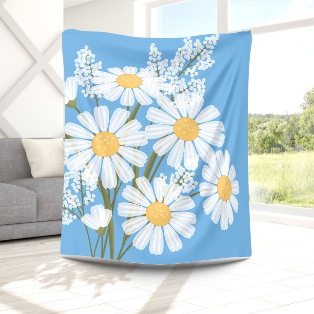 White Daisy Blume Bouquet auf Blue Fleecedecke (Von Creator hochgeladen)