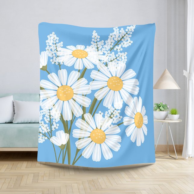 White Daisy Blume Bouquet auf Blue Sherpadecke (Von Creator hochgeladen)