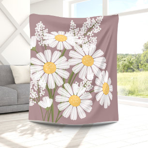 White Daisy Blume Bouquet auf Rosy Brown Fleecedecke