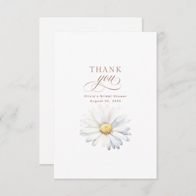 White Daisy Blume Brautparty Vielen Dank Dankeskarte (Vorne/Hinten)