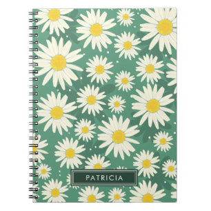 White Daisy Blume Design Green Personalisiert Notizblock