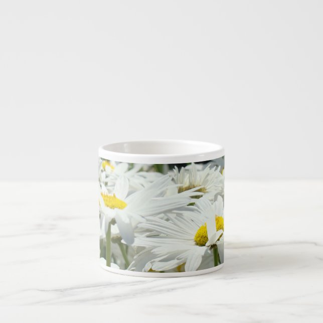 White Daisy Blume Espresso Becher Tasse Milchprodu (Vorderseite)
