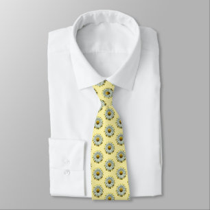 White Daisy Blume Fashion Butter Yellow Trendy Krawatte