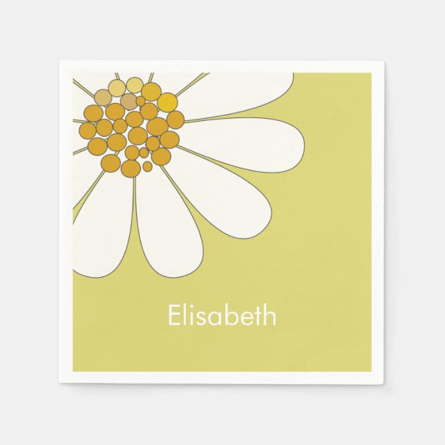 White Daisy Blume Individuelle Name Geburtstag Serviette (Vorderseite)