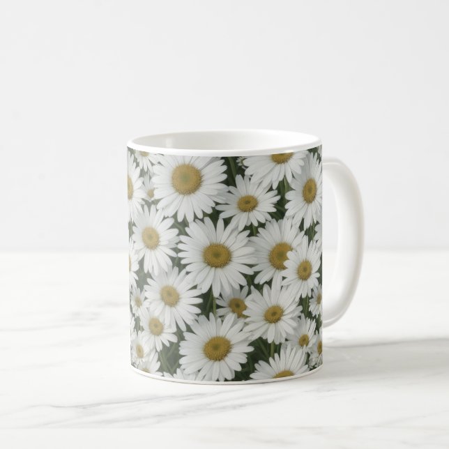 White Daisy Blume Kaffeetasse (VorderseiteRechts)
