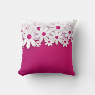 White Daisy Blume Magenta Pink Floral Zuhause Akze Kissen