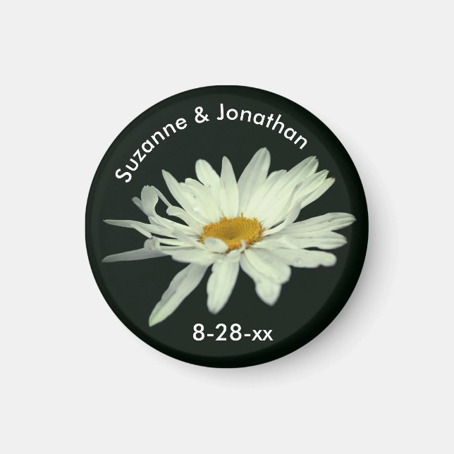 White Daisy Blume Personalisiert Wedding Magnet (Vorne)