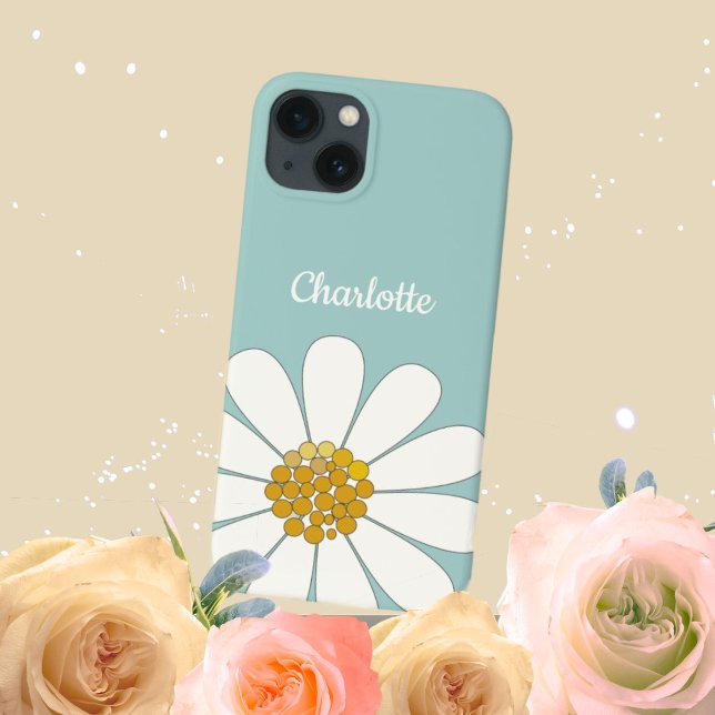 White Daisy Blume Personalize Name Birthday Case-Mate iPhone Hülle (Von Creator hochgeladen)