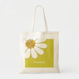 White Daisy Blume Personalize Name Birthday Tasche