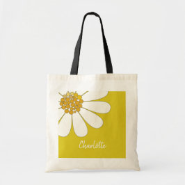 White Daisy Blume Personalize Name Birthday Tragetasche