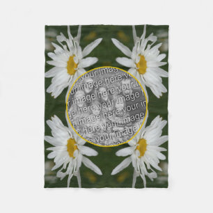 White Daisy Blume Rahmen hinzufügen Ihr eigenes Fo Fleecedecke