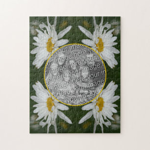 White Daisy Blume Rahmen hinzufügen Ihr eigenes Fo Puzzle